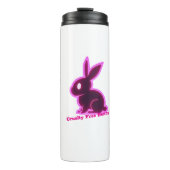 Neon Pink Cruelty-Free Bunny Bewerkbare tekst Thermosbeker (Voorkant)