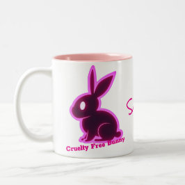 Neon Pink Cruelty-Free Bunny Bewerkbare tekst Tweekleurige Koffiemok