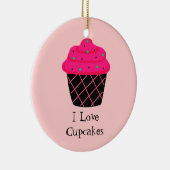 Neon Pink Cupcake Keramisch Ornament (Rechts)