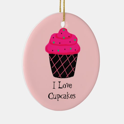 Neon Pink Cupcake Keramisch Ornament (Rechts)