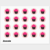 Neon Pink Cupcake Ronde Sticker (Vel)