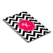 Neon Pink Custom Monogram met Chevron Pattern Notitieboek (Rechterzijde)