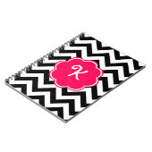 Neon Pink Custom Monogram met Chevron Pattern Notitieboek (Linkerzijde)