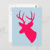 Neon Pink Deer Silhouette Briefkaart (Voorkant / Achterkant)