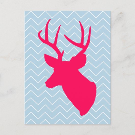 Neon Pink Deer Silhouette Briefkaart (Voorkant)
