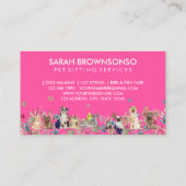 Neon Pink Dog Cat Bird Hotel Sofa Pet Sitting Visitekaartje (Achterkant)