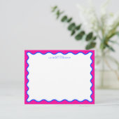 Neon Pink & Electric Blue Wavy Note Card Kaart (Staand voorkant)