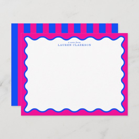 Neon Pink & Electric Blue Wavy Note Card Kaart (Voorkant / Achterkant)