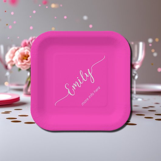 Neon Pink Elegant script Papieren Bordje