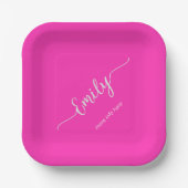 Neon Pink Elegant script Papieren Bordje (Voorkant)