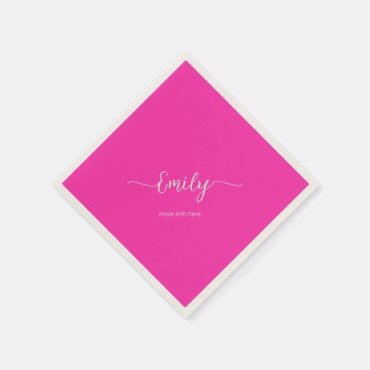Neon Pink Elegant script Servet (Hoek)