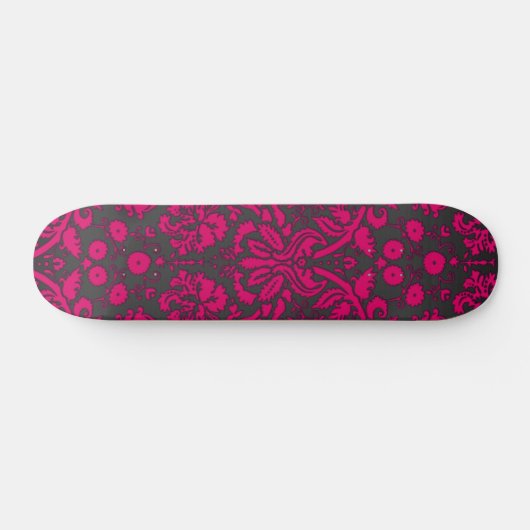 Neon Pink en Black Damask Persoonlijk Skateboard (Horizontaal)