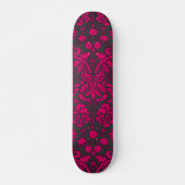 Neon Pink en Black Damask Persoonlijk Skateboard (Voorkant)