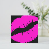 Neon Pink en Black Kiss Print Fabulous en 40 Kaart (Staand voorkant)