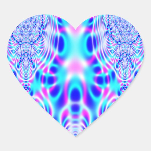 Neon Pink en Blue Rocket Abstract Hart Sticker (Voorkant)