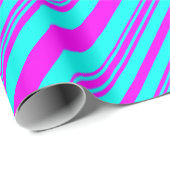 Neon Pink en Blue strepen modern chic elegant Cadeaupapier (Rol Hoek)