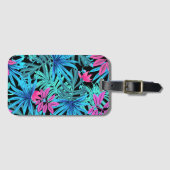 Neon Pink en Blue Tropical Plant Pattern Bagagelabel (Voorkant (horizontaal))
