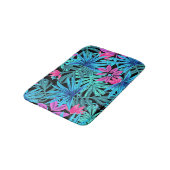 Neon Pink en Blue Tropical Plant Pattern Bath Mat (Gekanteld)