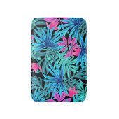 Neon Pink en Blue Tropical Plant Pattern Bath Mat (Voorkant Verticaal)