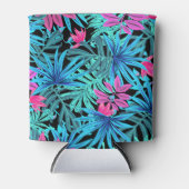 Neon Pink en Blue Tropical Plant Pattern Blikjeskoeler (Voorkant)