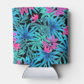 Neon Pink en Blue Tropical Plant Pattern Blikjeskoeler (Achterkant)