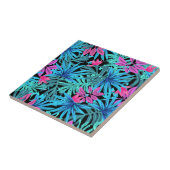 Neon Pink en Blue Tropical Plant Pattern Tegeltje (Zijkant)