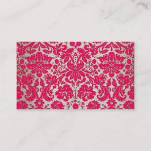 Neon Pink en Gold Damask Visitekaartje