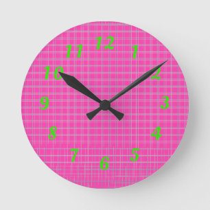 Neon Pink en Green 80s Wall Clock Ronde Klok