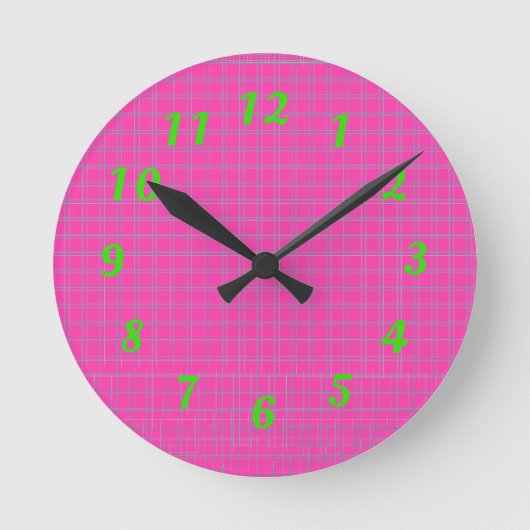 Neon Pink en Green 80s Wall Clock Ronde Klok (Voorkant)