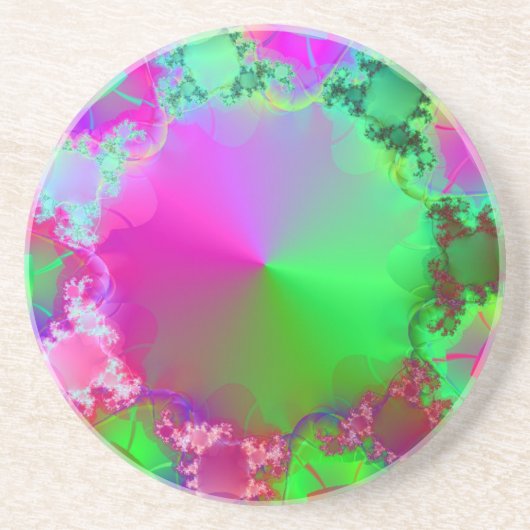 Neon Pink en Green Cone Zandsteen Onderzetter (Voorkant)