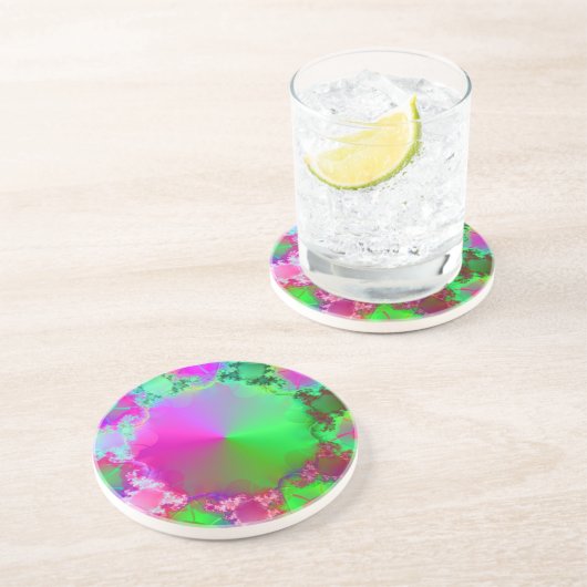 Neon Pink en Green Cone Zandsteen Onderzetter (Zijkant)