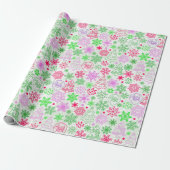 Neon Pink en Green Kerstmis Cadeaupapier (Uitgerold)