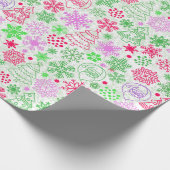 Neon Pink en Green Kerstmis Cadeaupapier (Hoek)