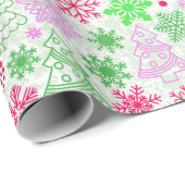 Neon Pink en Green Kerstmis Cadeaupapier (Rol Hoek)