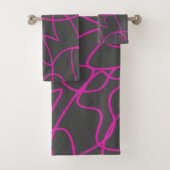 Neon Pink en Grey Line Art Bad Handdoek (Insitu)