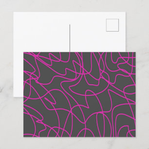 Neon Pink en Grey Line Art Briefkaart