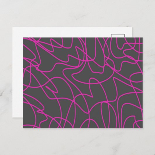 Neon Pink en Grey Line Art Briefkaart (Voorkant / Achterkant)