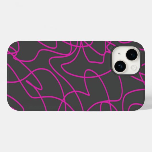 Neon Pink en Grey Line Art Case-Mate iPhone Case (Achterkant (horizontaal))