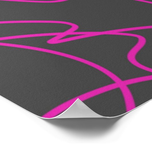 Neon Pink en Grey Line Art Poster (Hoek)