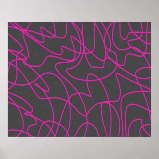 Neon Pink en Grey Line Art Poster (Voorkant)