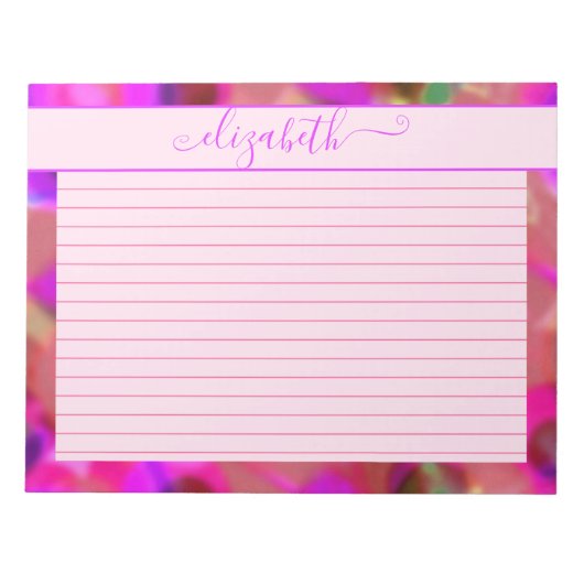 Neon Pink en Paarse Abstracte Waterverf Notitieblok (Voorkant)