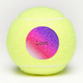 Neon Pink en Paarse Love Tennisballen (Voorkant)