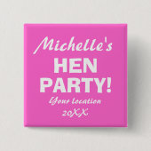 Neon pink en party badge button voor meisjes 's na (Voorkant)
