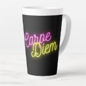 Neon Pink en Yellow Carpe Diem Latte Mok (Rechterhoek)