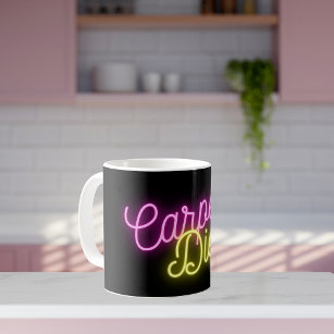 Neon Pink en Yellow Carpe Diem Tweekleurige Koffiemok