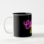 Neon Pink en Yellow Carpe Diem Tweekleurige Koffiemok (Links)