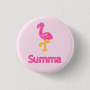 Neon Pink Flamingo Summa (zomer) Ronde Button 3,2 Cm