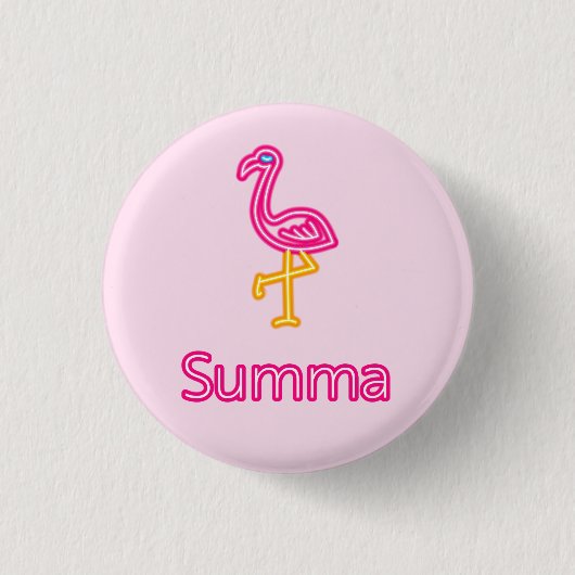 Neon Pink Flamingo Summa (zomer) Ronde Button 3,2 Cm (Voorkant)