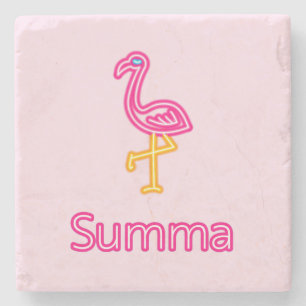 Neon Pink Flamingo Summa (zomer) Stenen Onderzetter