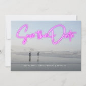 Neon Pink Foto opslaan Datum Save The Date (Voorkant)